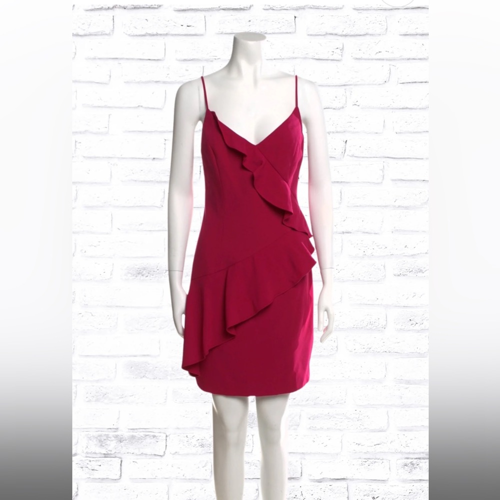 Black Halo 'Calia' Pink Ponte Ruffle Mini Dress